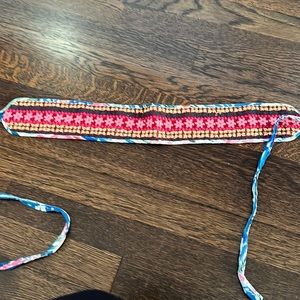 Johnny Was embroidered fabric belt w/ floral fabric ties 85” total length boho